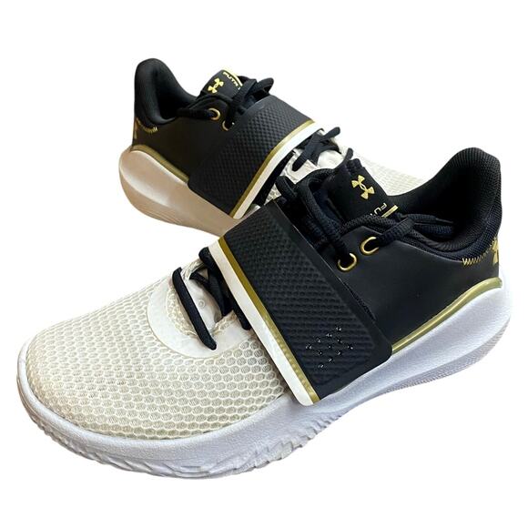 Under Armor Flow Futr X 2 Basketball Shoes Unisex M8.5 W10 White Black Gold - Picture 1 of 9
